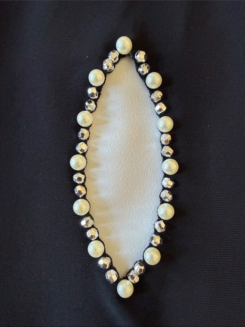 Joseph Ribkoff Black Tunic with White Layered Hem and Beaded Teardrop Accents - Picture 9 of 9